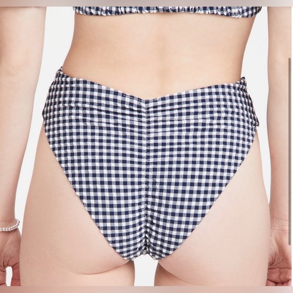 New Anthropologie Montce Paula Tie Up Bikini Bottoms Gignham Medium - Picture 3 of 7